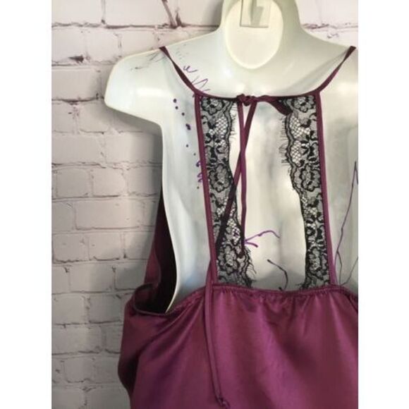 Linea Donatella Noralee Nightgown -Trim Chemise  M Burgundy - Picture 4 of 10